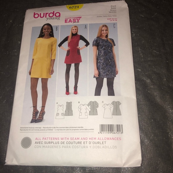 Burda Young Dress Pattern 6721 - Picture 1 of 6